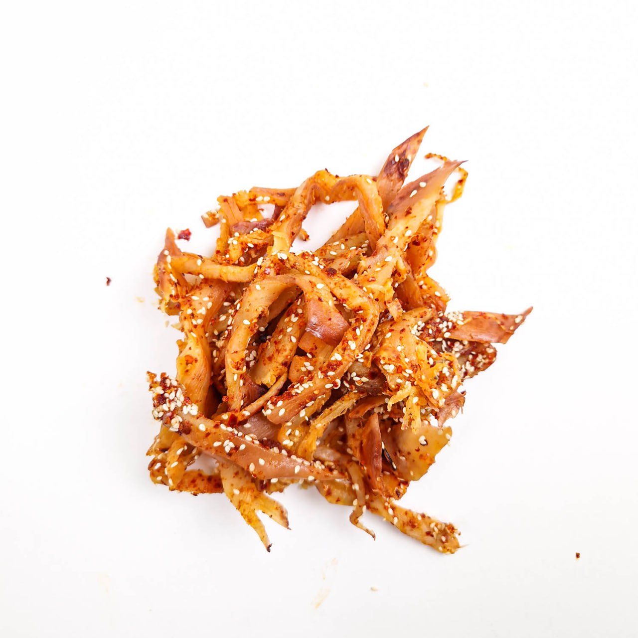Dried squid with sesame seeds and chili peppers (sticks)