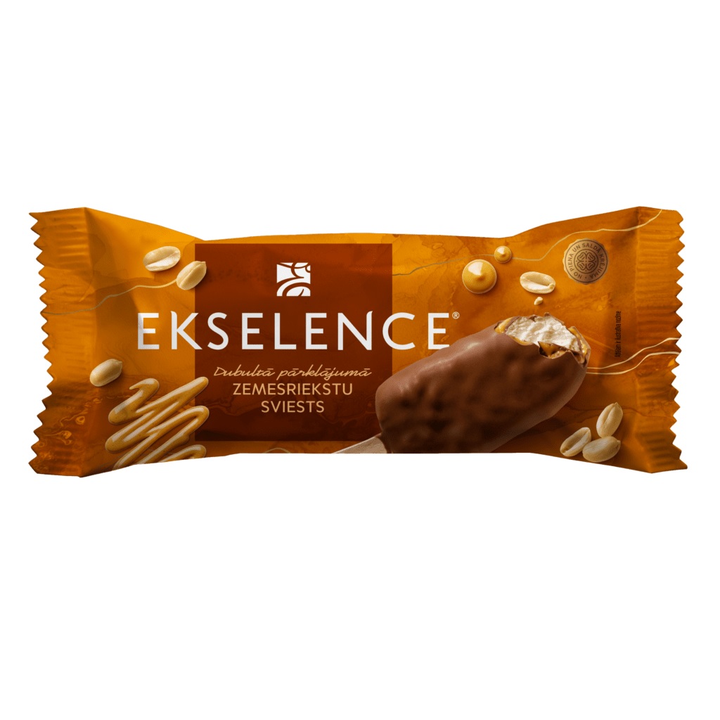 Ice Cream "Ekselence" With Peanuts, Peanut Butter Sauce, Peanuts And Milk Chocolate Glaze