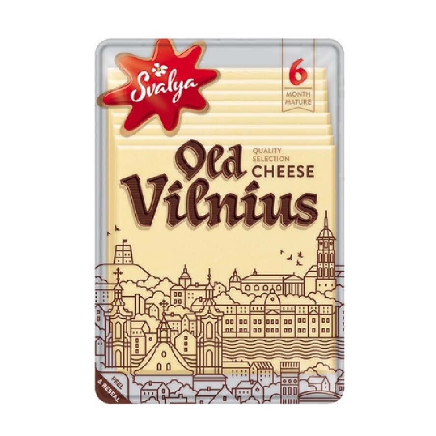 Semi-hard cheese Old Vilnius slice