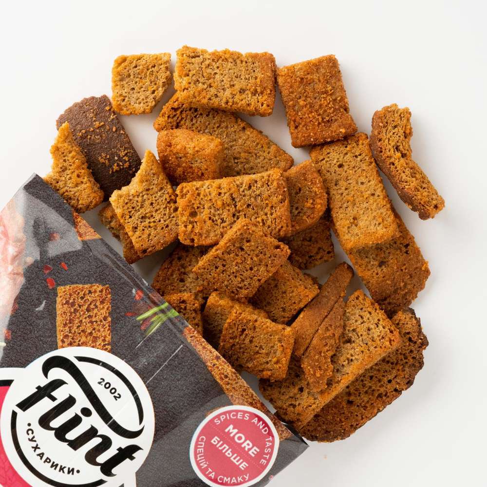 Rye Croutons With Veal With Adjika Flavor 