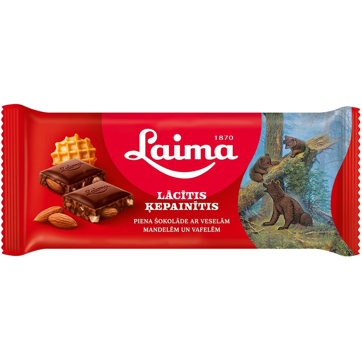 Молочный Шоколад «Lācītis Ķepainītis» С Целым Миндалём И Вафлями
