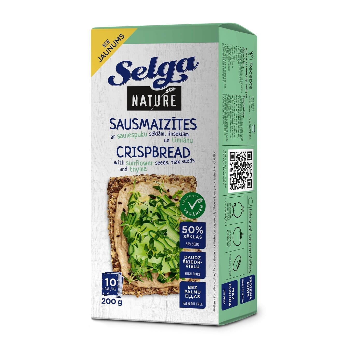 Хлебцы «Selga Nature» С Семенами Подсолнечника, Льна И Тимьяном