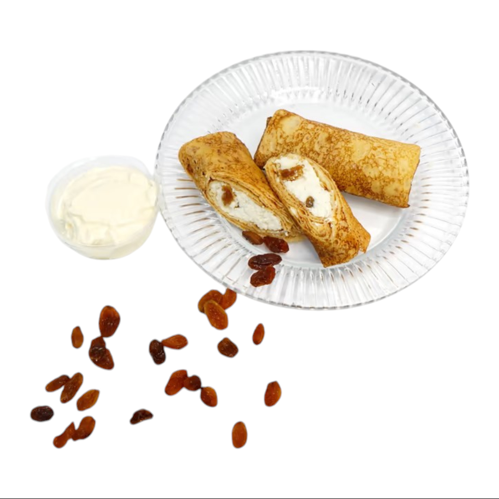 Crepes With Cottage Cheese and Raisins 2 pcs